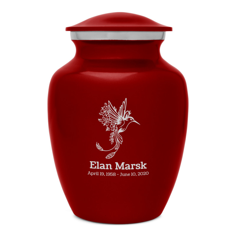 Natures Peace Hummingbird Sharing Urn - Ruby Red