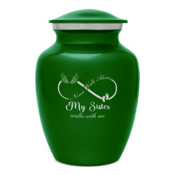 My Sister Walks With Me Sharing Urn - Shamrock Green