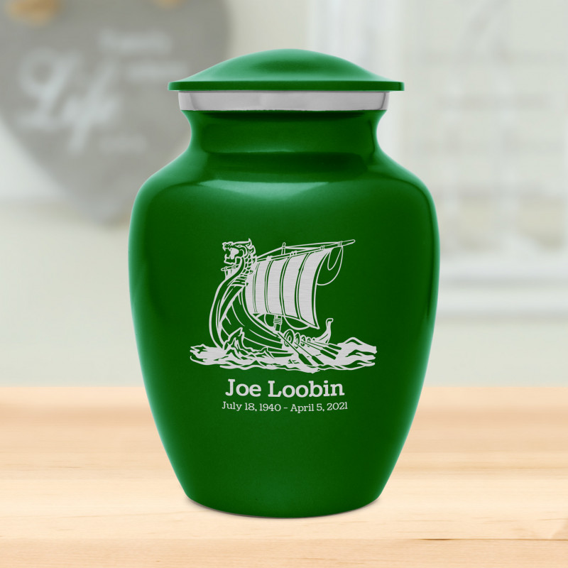 Viking Ship Sharing Urn - Shamrock Green