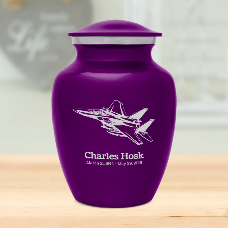 Fighter Jet Plane Sharing Urn - Purple Luster