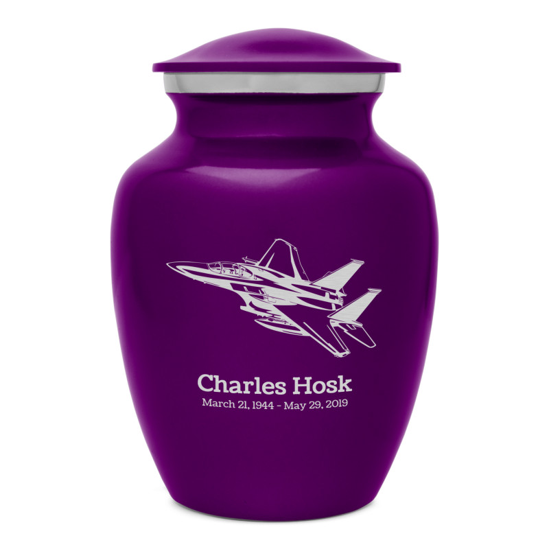 Fighter Jet Plane Sharing Urn - Purple Luster