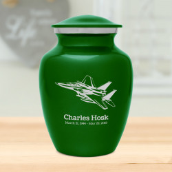 Fighter Jet Plane Sharing Urn - Shamrock Green