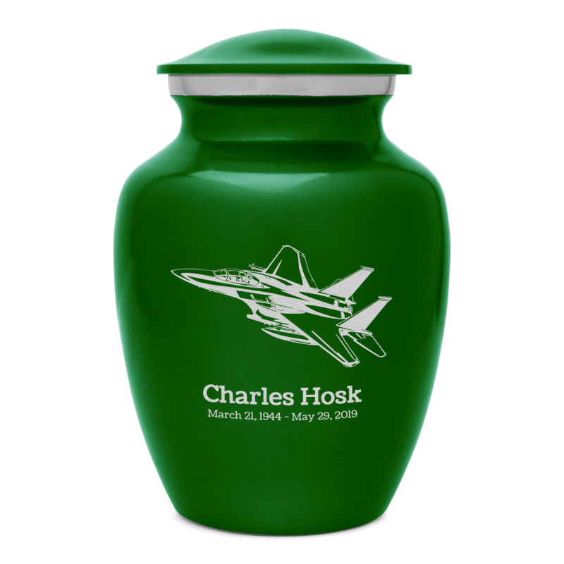 Fighter Jet Plane Sharing Urn - Shamrock Green