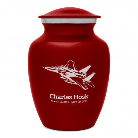 Fighter Jet Plane Sharing Urn - Ruby Red