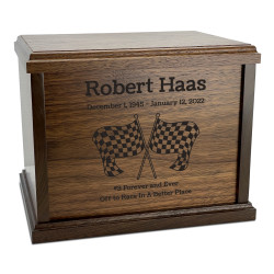 Checkered Flag Cremation Urn - Signature Walnut