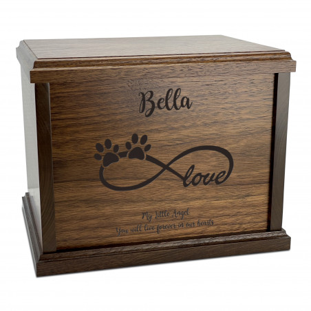 Infinity Paw Print Pet Cremation Urn - Signature Walnut