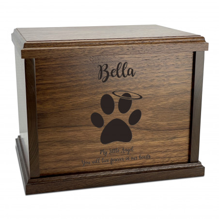 Paw Print Halo Pet Cremation Urn - Signature Walnut
