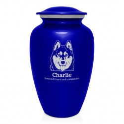 Extra Large Husky Dog Cremation Urn - Midnight Blue