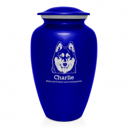 Extra Large Husky Dog Cremation Urn - Midnight Blue