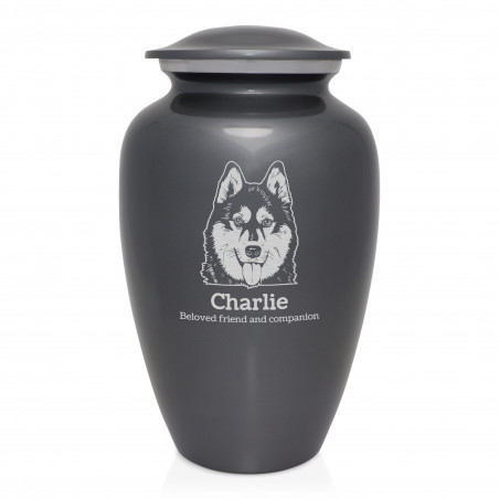 Extra Large Husky Dog Cremation Urn - Gunmetal Gray
