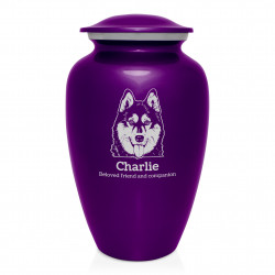 Extra Large Husky Dog Cremation Urn - Purple Luster