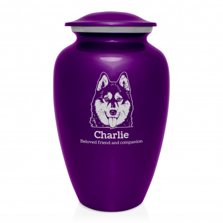 Extra Large Husky Dog Cremation Urn - Purple Luster