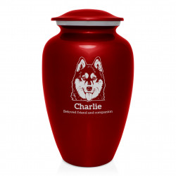 Extra Large Husky Dog Cremation Urn - Ruby Red