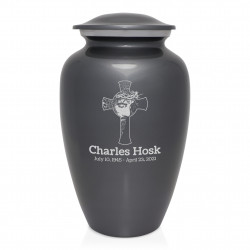 Jesus Crucifix Cremation Urn - Gunmetal Gray
