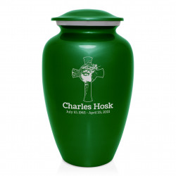 Jesus Crucifix Cremation Urn - Shamrock Green