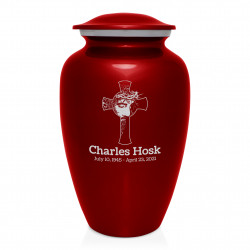 Jesus Crucifix Cremation Urn - Ruby Red
