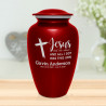Jesus Took The Wheel Cremation Urn - Ruby Red