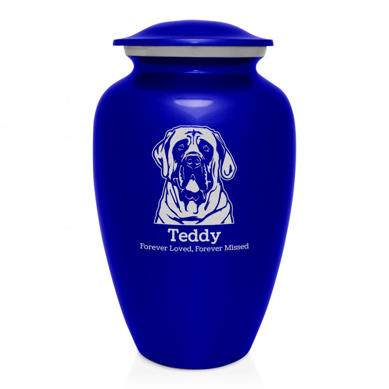 Extra Large English Mastiff Dog Cremation Urn - Midnight Blue
