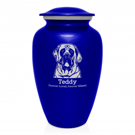 Extra Large English Mastiff Dog Cremation Urn - Midnight Blue