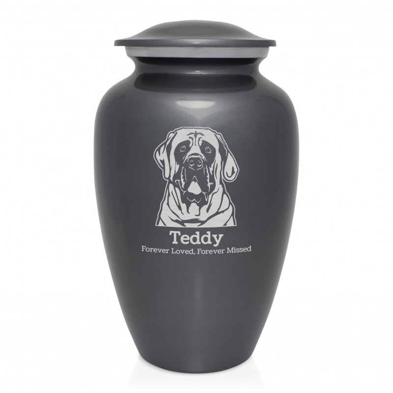 Extra Large English Mastiff Dog Cremation Urn - Gunmetal Gray