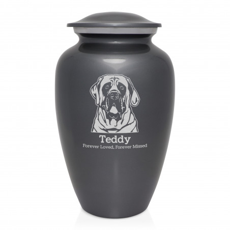 Extra Large English Mastiff Dog Cremation Urn - Gunmetal Gray