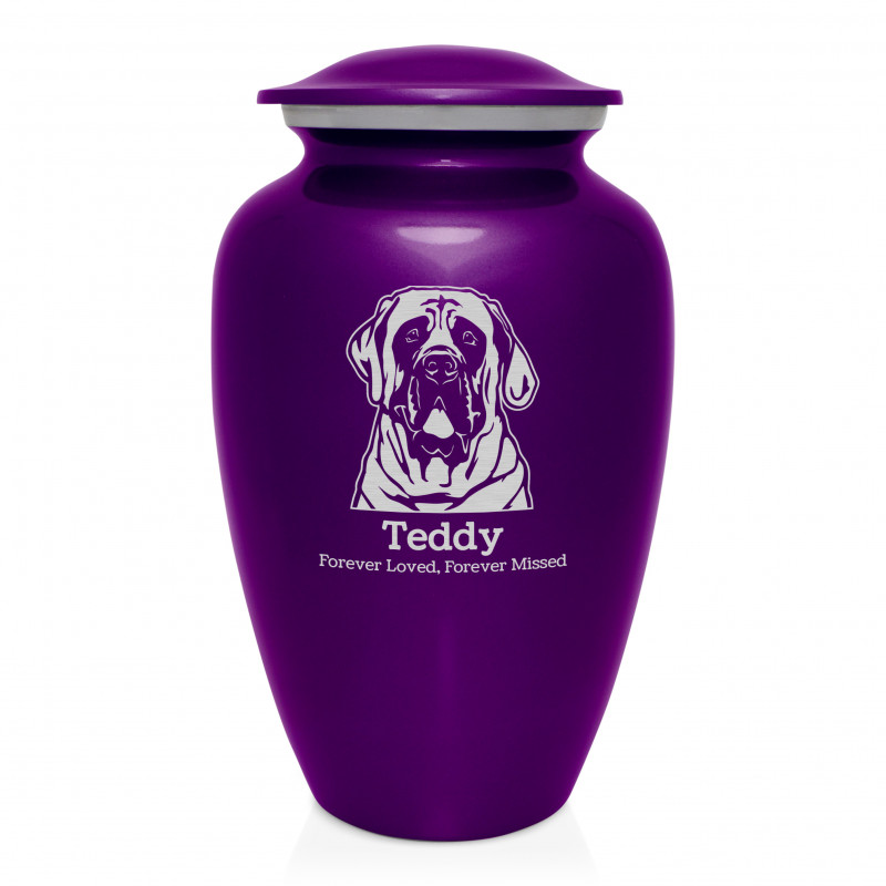 Extra Large English Mastiff Dog Cremation Urn - Purple Luster