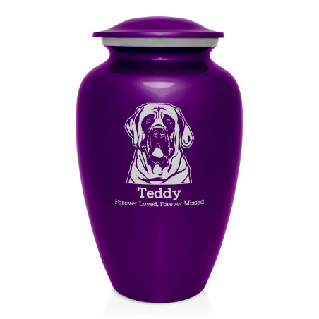 Extra Large English Mastiff Dog Cremation Urn - Purple Luster
