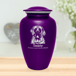 Extra Large English Mastiff Dog Cremation Urn - Purple Luster