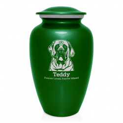 Extra Large English Mastiff Dog Cremation Urn - Shamrock Green
