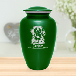 Extra Large English Mastiff Dog Cremation Urn - Shamrock Green