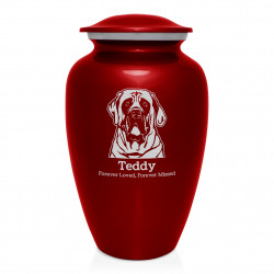 Extra Large English Mastiff Dog Cremation Urn - Ruby Red