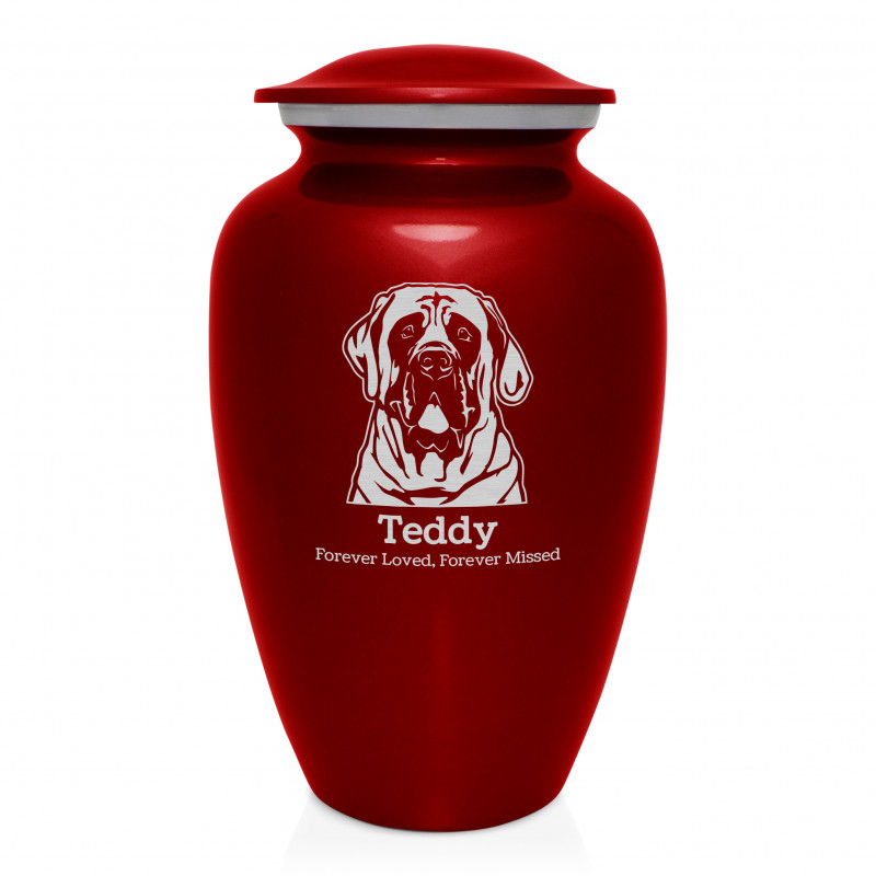 Extra Large English Mastiff Dog Cremation Urn - Ruby Red
