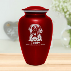 Extra Large English Mastiff Dog Cremation Urn - Ruby Red