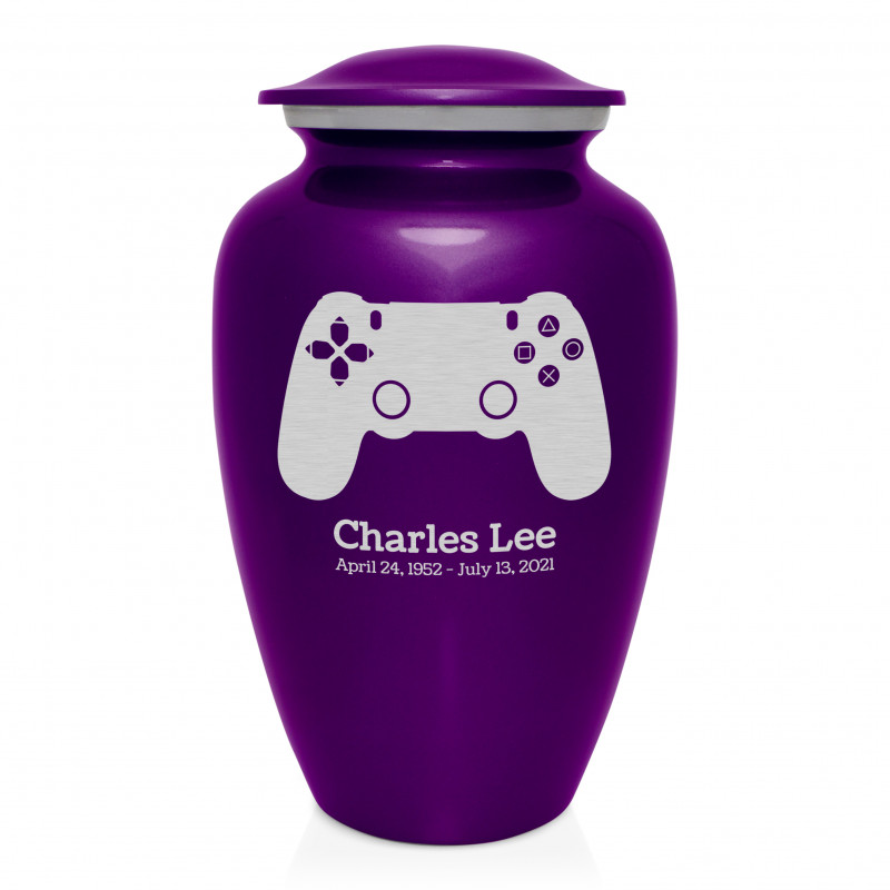 Gaming Controller Cremation Urn - Purple Luster