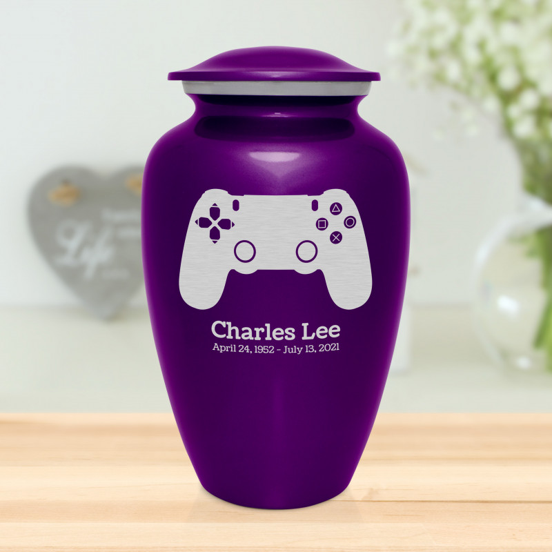 Gaming Controller Cremation Urn - Purple Luster