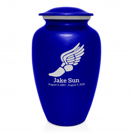 Winged Foot Running Cremation Urn - Midnight Blue