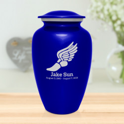 Winged Foot Running Cremation Urn - Midnight Blue