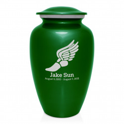 Winged Foot Running Cremation Urn - Shamrock Green