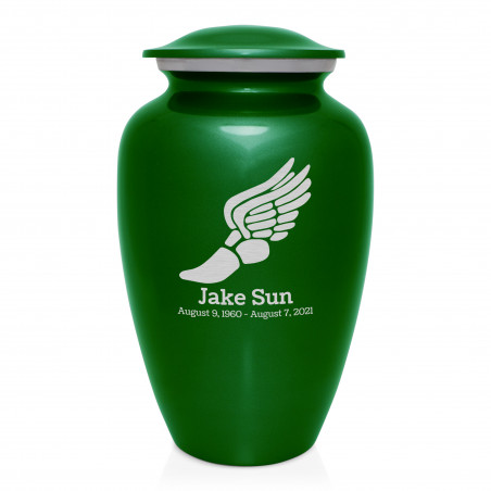 Winged Foot Running Cremation Urn - Shamrock Green