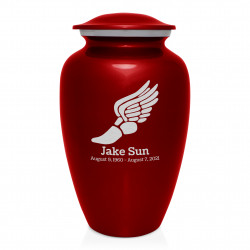 Winged Foot Running Cremation Urn - Ruby Red