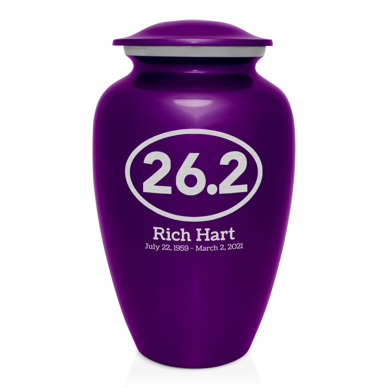 Marathon 26.2 Running Cremation Urn - Purple Luster