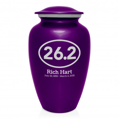 Marathon 26.2 Running Cremation Urn - Purple Luster