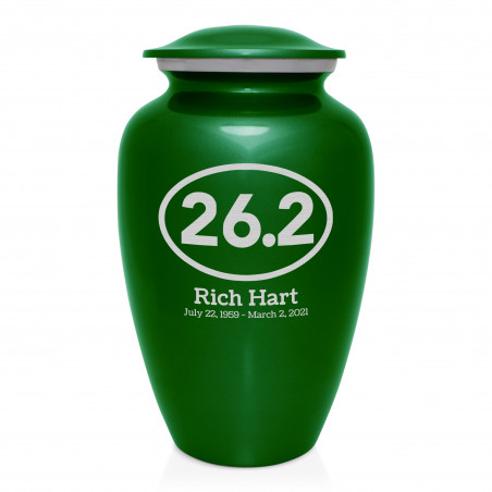 Marathon 26.2 Running Cremation Urn - Shamrock Green