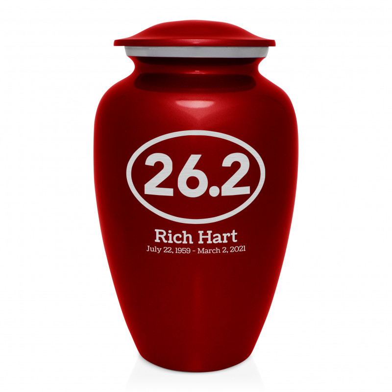 Marathon 26.2 Running Cremation Urn - Ruby Red