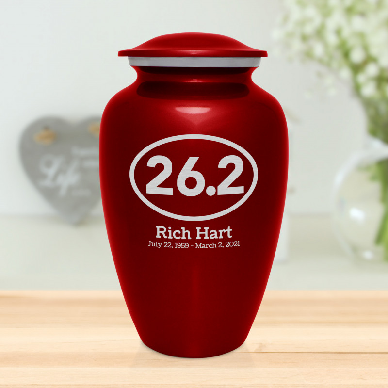 Marathon 26.2 Running Cremation Urn - Ruby Red