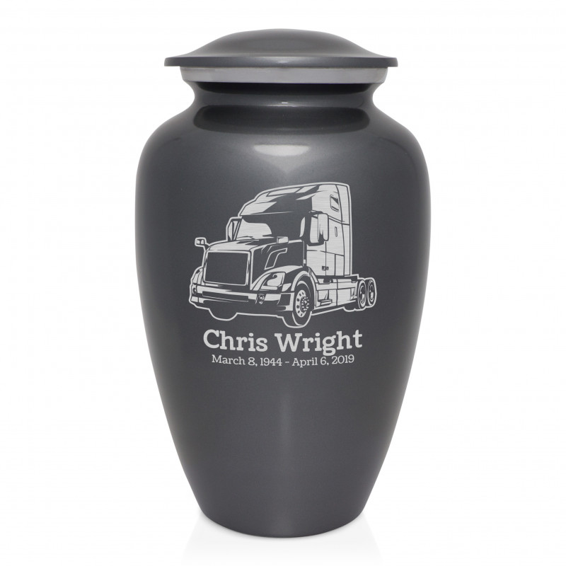 Semi Truck II Cremation Urn - Gunmetal Gray