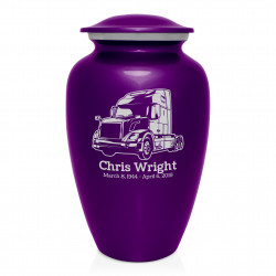 Semi Truck II Cremation Urn - Purple Luster