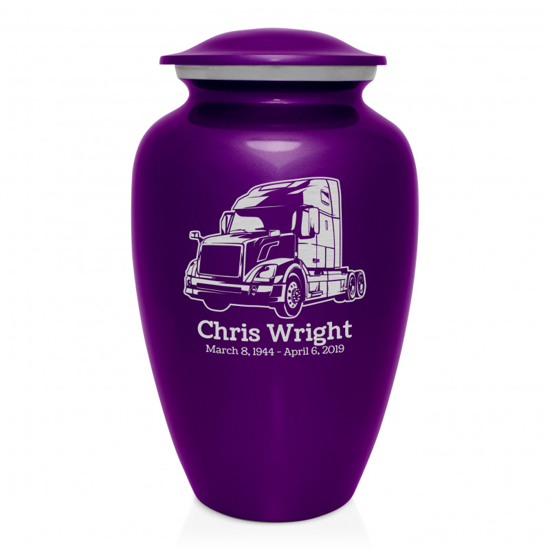 Semi Truck II Cremation Urn - Purple Luster