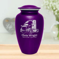 Semi Truck II Cremation Urn - Purple Luster