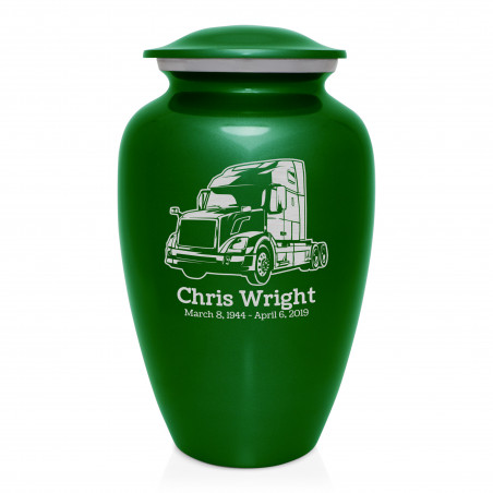 Semi Truck II Cremation Urn - Shamrock Green